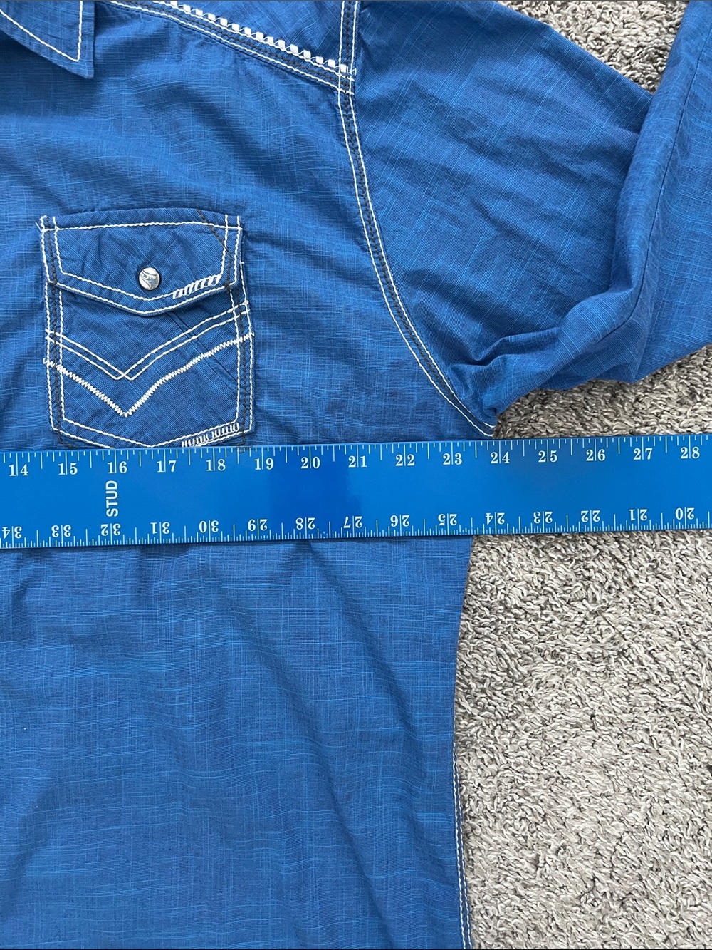 Buckle Black Athletic Fit Blue Western-Style Men's Button-Down Shirt - Size XL - Picture 12 of 14